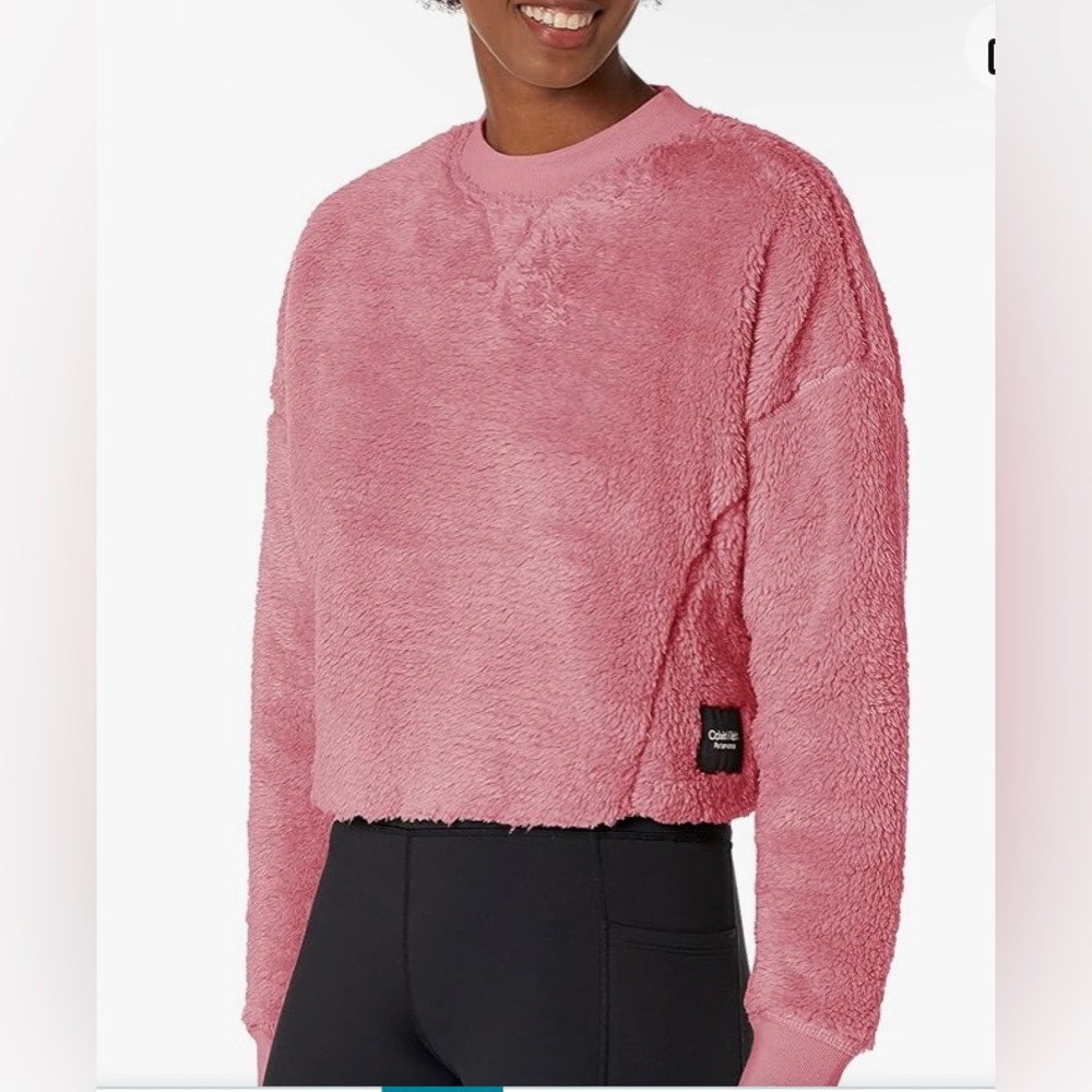 NWT CALVIN KLEIN PULLOVER SHERPA SWEATER MAUVE M